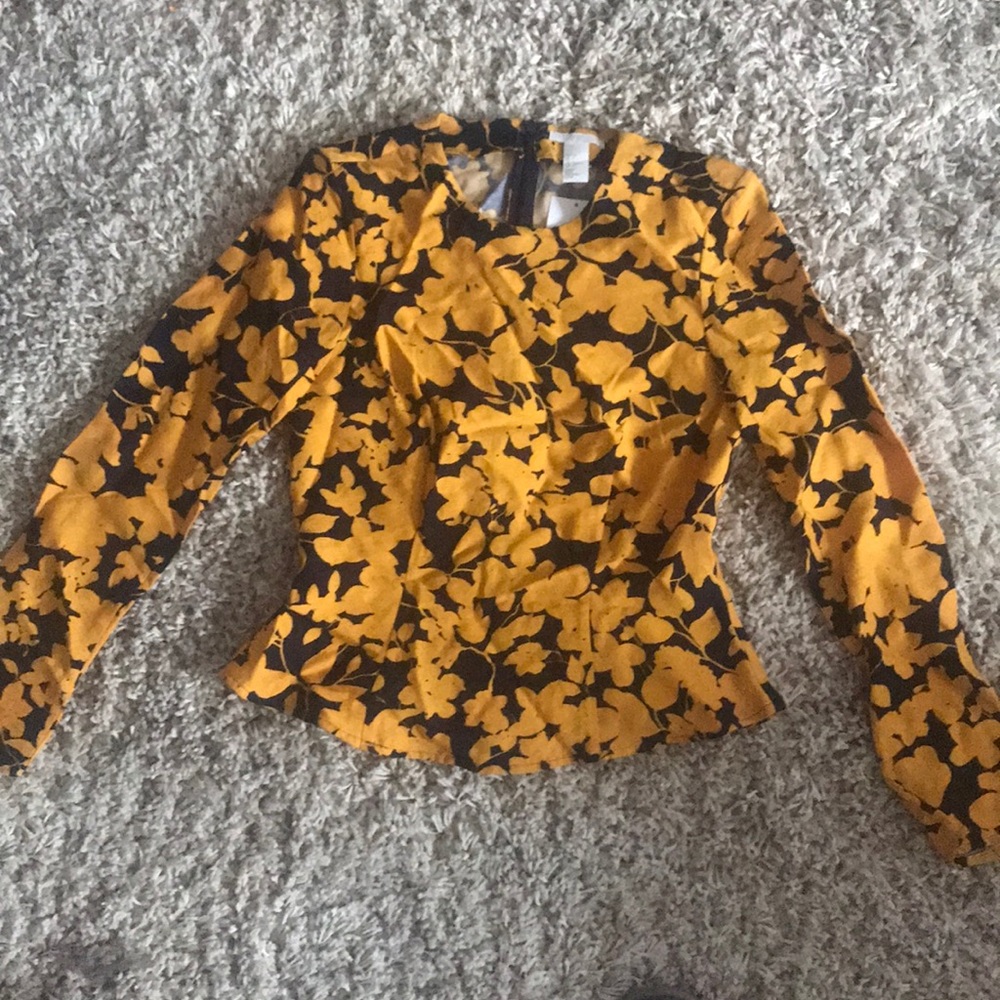 Mustard Floral Fitted Top